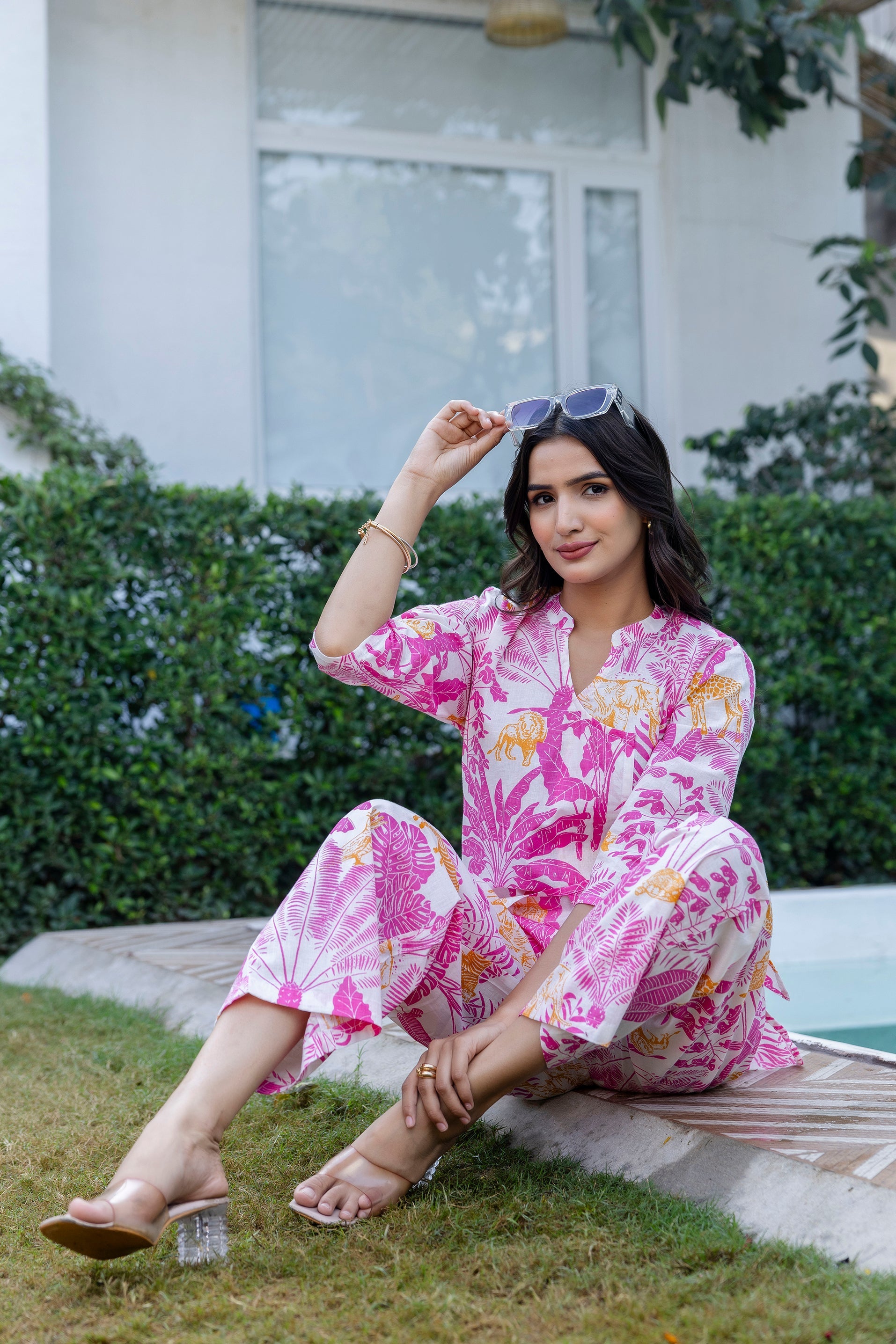 Tropical Safari Angrakha Cotton Co-ord Set - Me&My