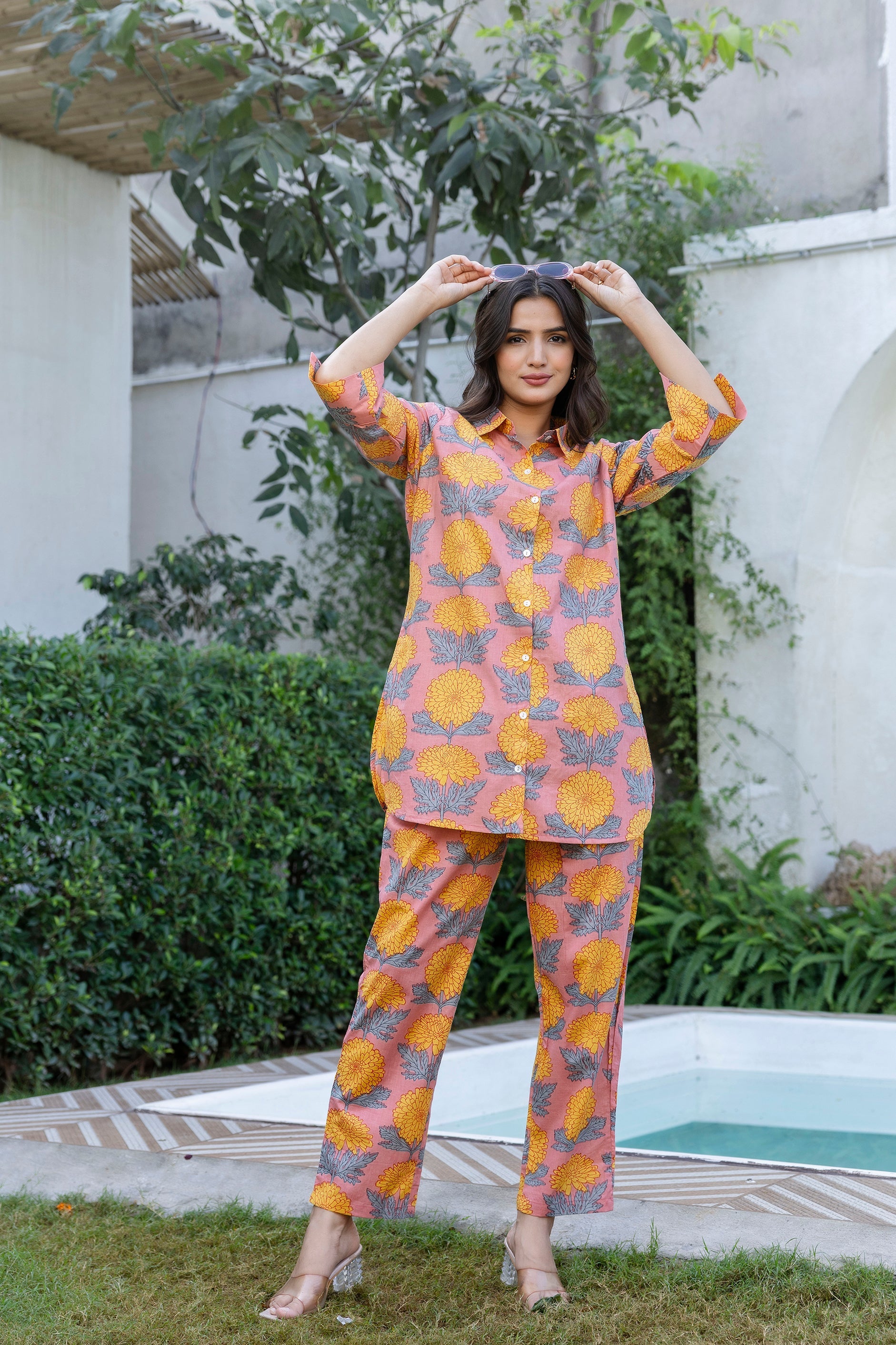 Dahlia Sunset Shirt Style Cotton Co-ord Set - Me&My