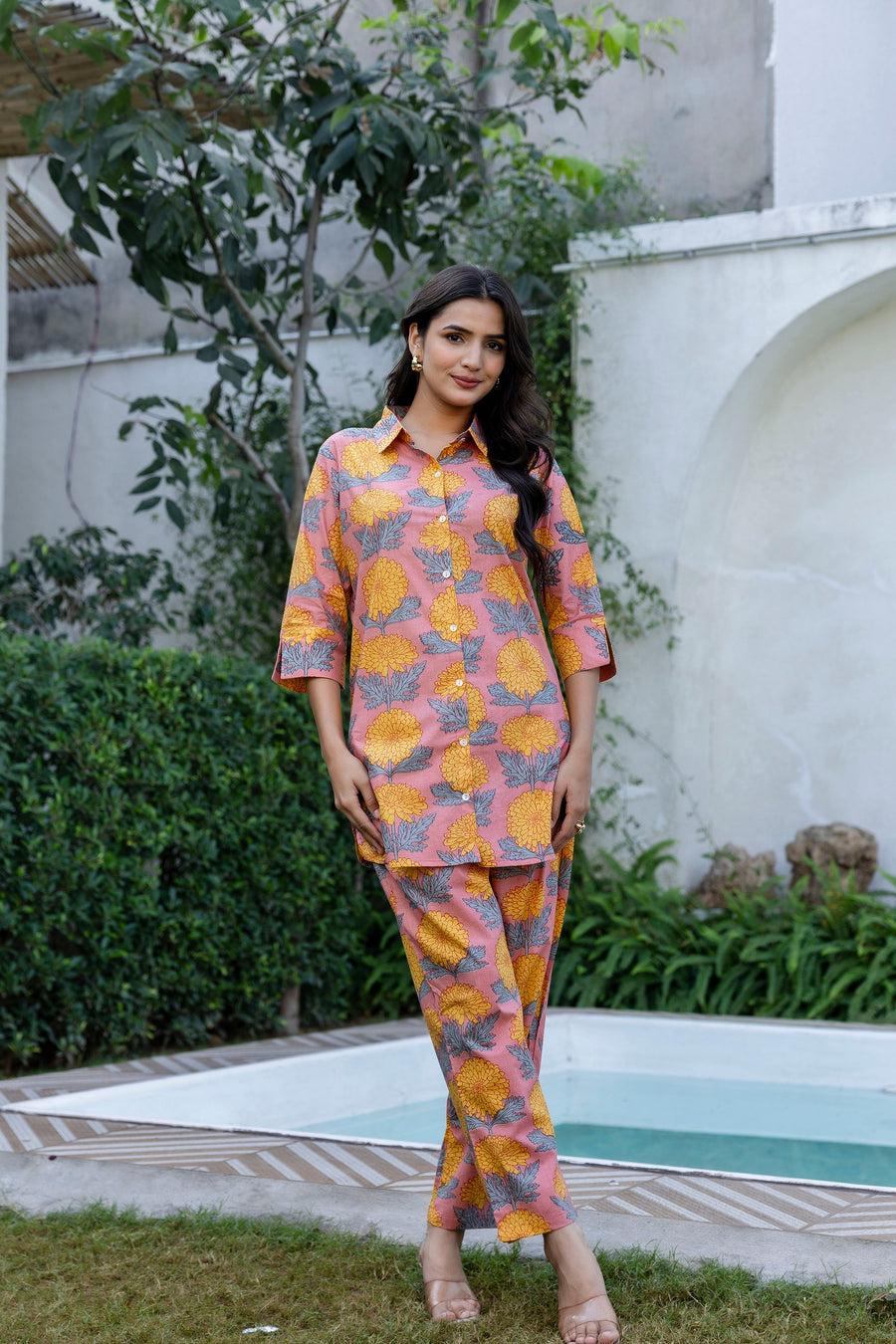 Dahlia Sunset Shirt Style Cotton Co-ord Set — image 6