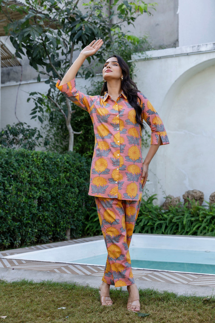 Dahlia Sunset Shirt Style Cotton Co-ord Set — image 9