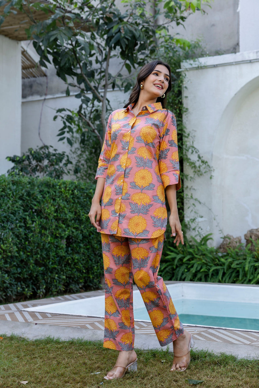 Dahlia Sunset Shirt Style Cotton Co-ord Set — image 7