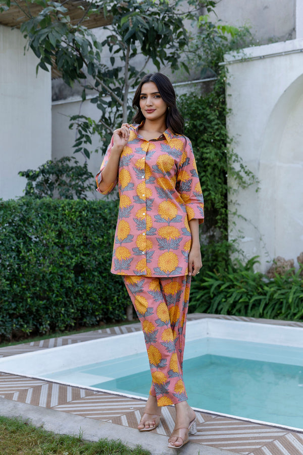 Dahlia Sunset Shirt Style Cotton Co-ord Set
