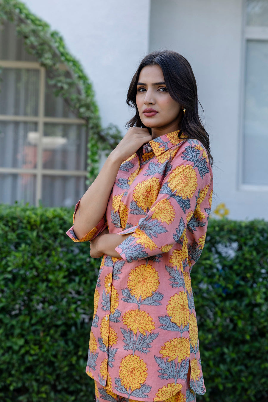 Dahlia Sunset Shirt Style Cotton Co-ord Set — image 5