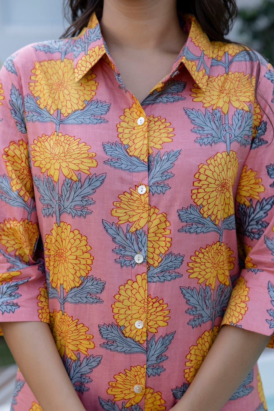 Dahlia Sunset Shirt Style Cotton Co-ord Set — image 3