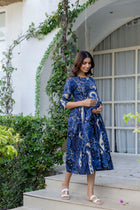 Royal Paisley Flared Maternity Gown