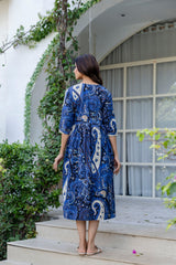 Royal Paisley Flared Maternity Gown - Me&My