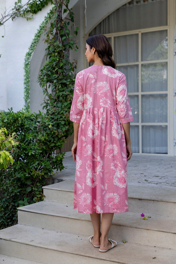 Blush Peony Flared Maternity Gown