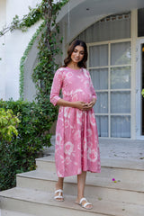 Blush Peony Flared Maternity Gown - Me&My