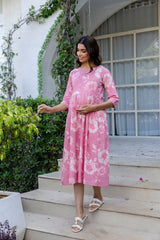 Blush Peony Flared Maternity Gown - Me&My