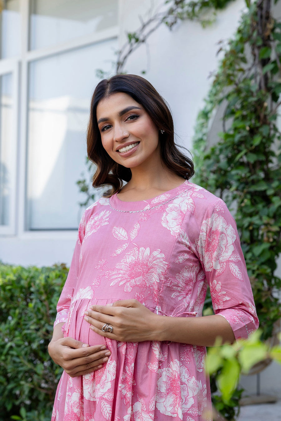 Blush Peony Flared Maternity Gown — image 7