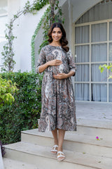 Heritage Paisley Flared Maternity Gown - Me&My