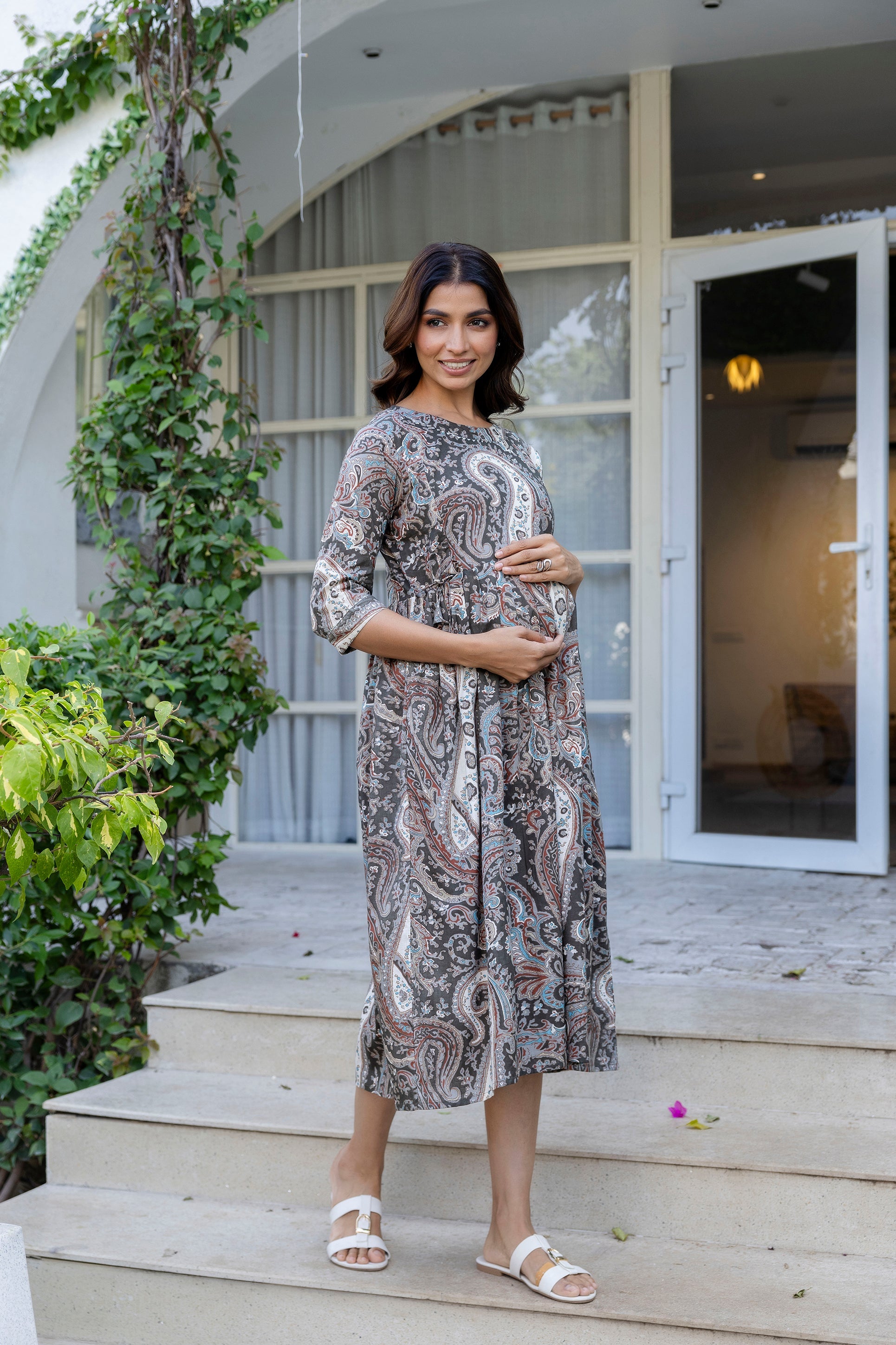 Heritage Paisley Flared Maternity Gown - Me&My