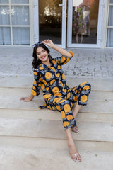 Midnight Sunflower Shirt Style Cotton Co-ord Set - Me&My