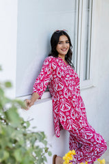 Fuchsia Ikat Angrakha Cotton Co-ord Set - Me&My
