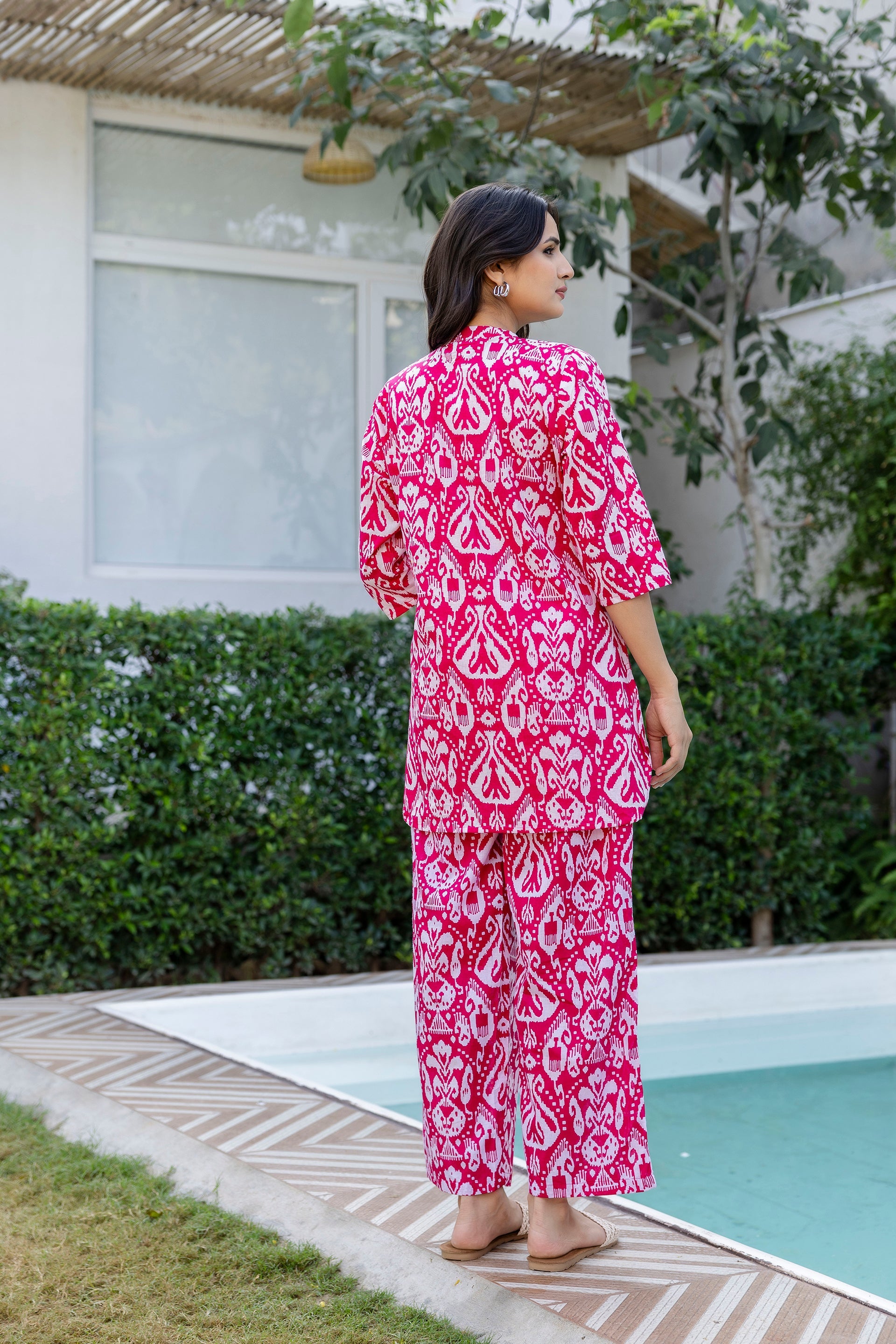 Fuchsia Ikat Angrakha Cotton Co-ord Set - Me&My