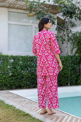 Fuchsia Ikat Angrakha Cotton Co-ord Set - Me&My