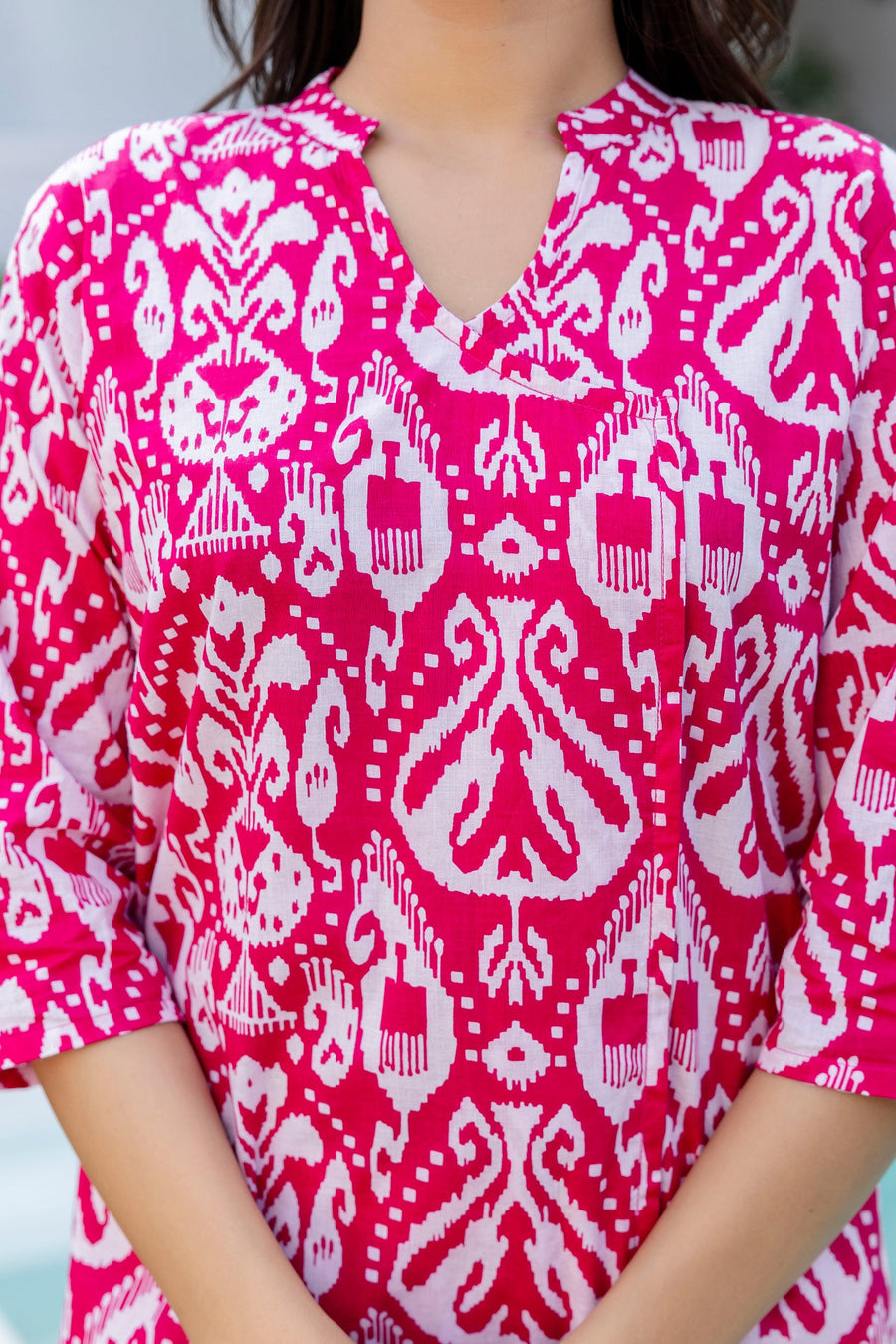 Fuchsia Ikat Angrakha Cotton Co-ord Set — image 9