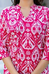 Fuchsia Ikat Angrakha Cotton Co-ord Set - Me&My