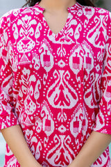 Fuchsia Ikat Angrakha Cotton Co-ord Set - Me&My