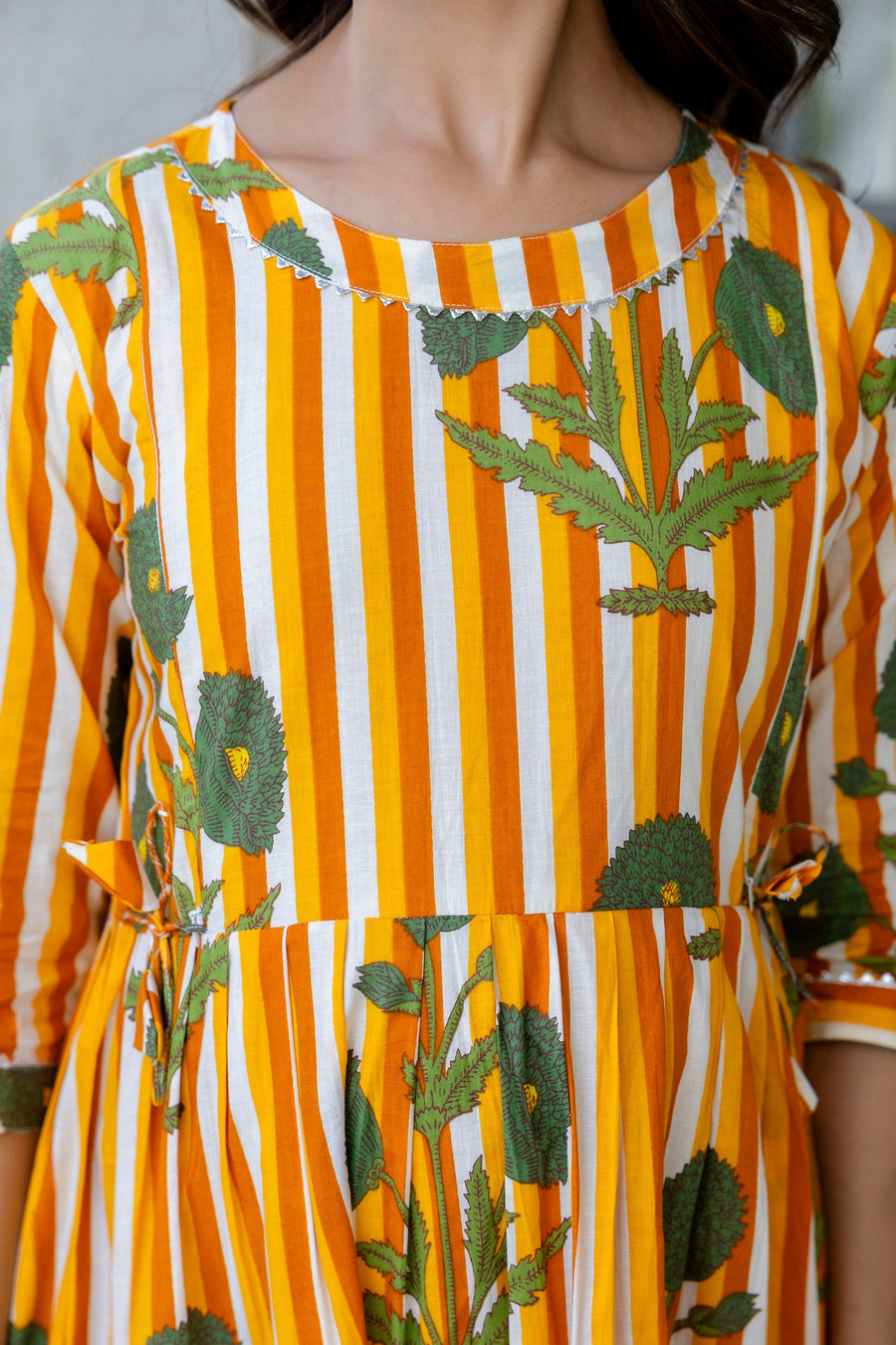 Golden Stripe Garden Flared Maternity Gown — image 8