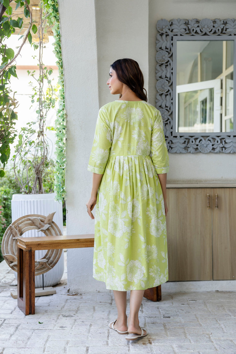 Citrus Bloom Flared Maternity Gown — image 5
