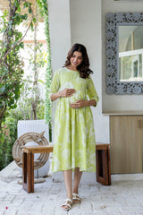 Citrus Bloom Flared Maternity Gown - Me&My