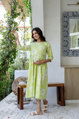 Citrus Bloom Flared Maternity Gown - Me&My