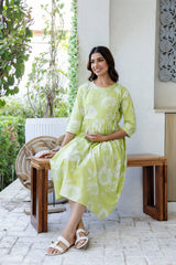 Citrus Bloom Flared Maternity Gown - Me&My