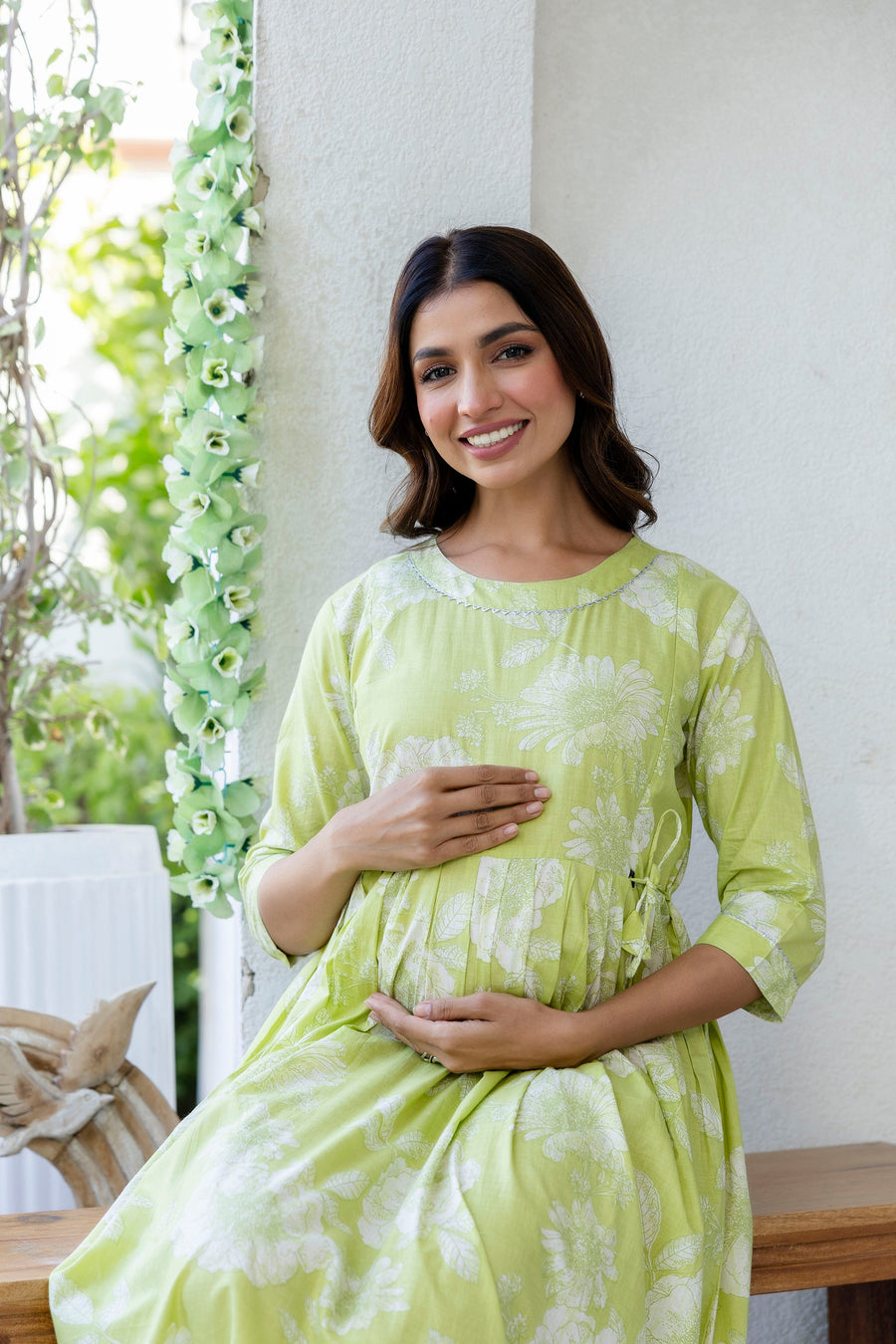 Citrus Bloom Flared Maternity Gown — image 11