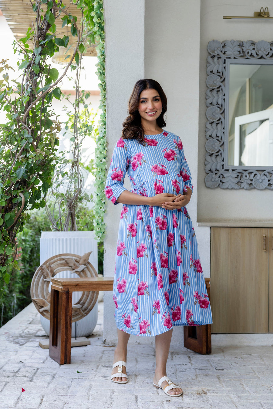 Periwinkle Garden Flared Maternity Gown — image 8
