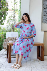 Periwinkle Garden Flared Maternity Gown - Me&My