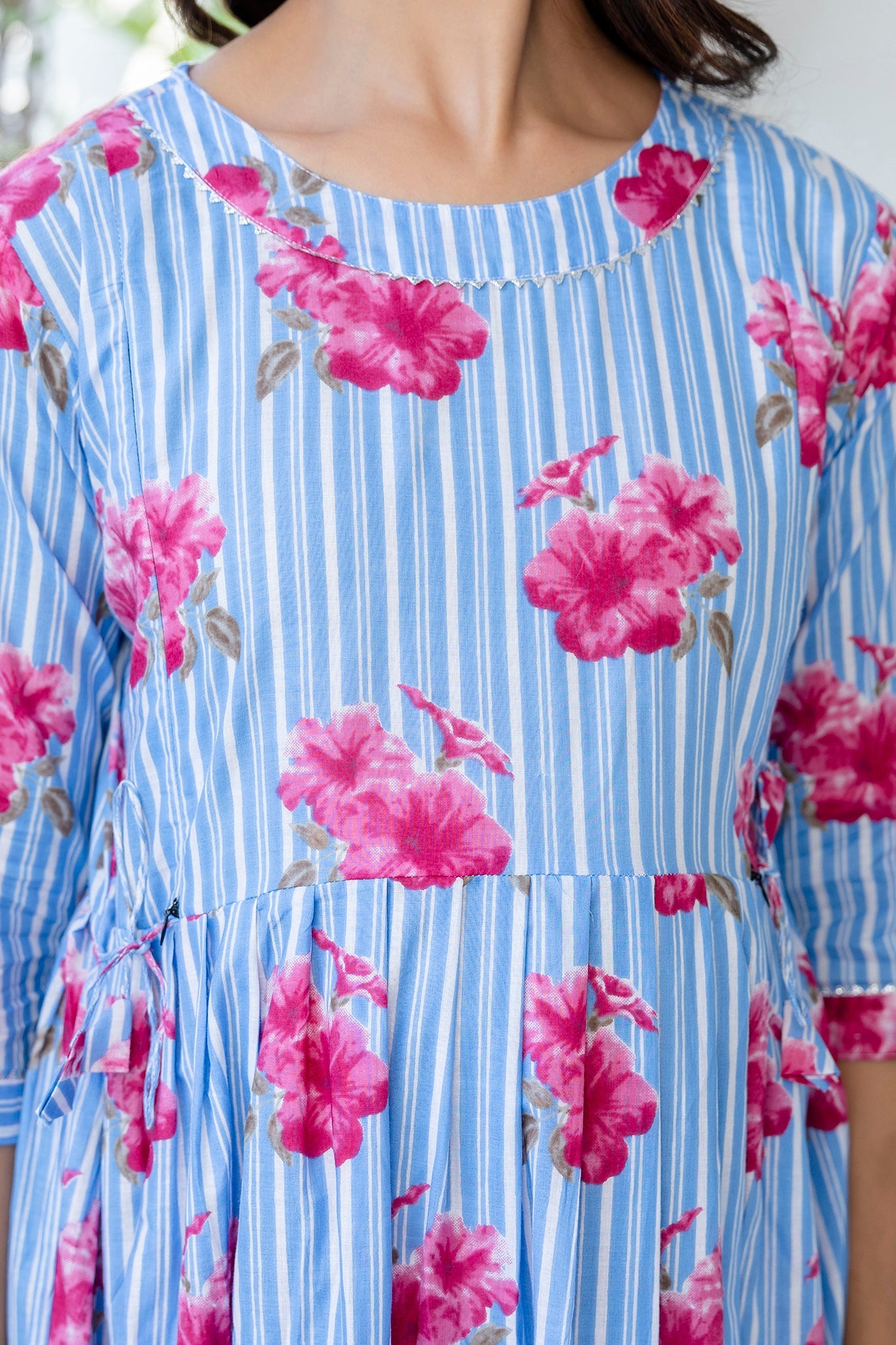 Periwinkle Garden Flared Maternity Gown - Me&My