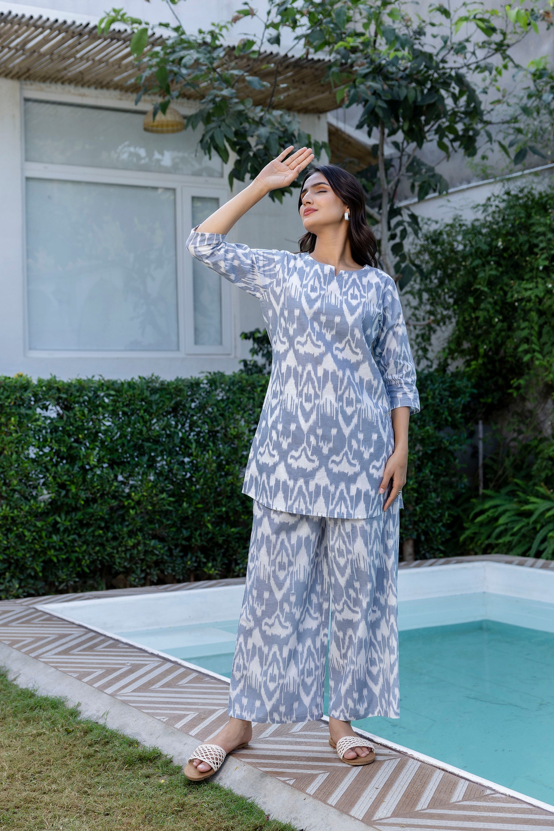 Silver Ikat Cotton Co-ord Set - Me&My