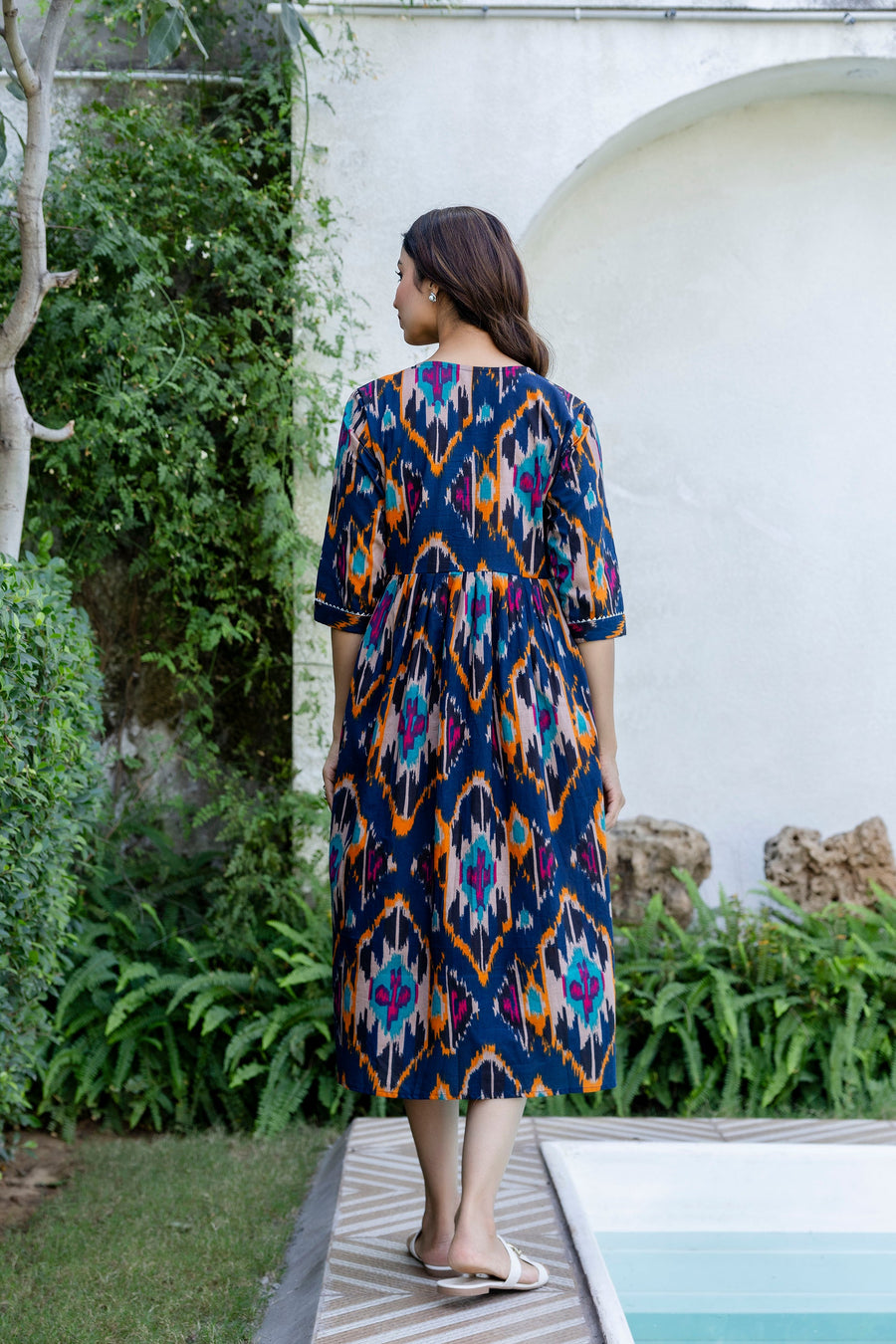 Sapphire Ikat Flared Maternity Gown — image 4