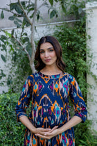 Sapphire Ikat Flared Maternity Gown