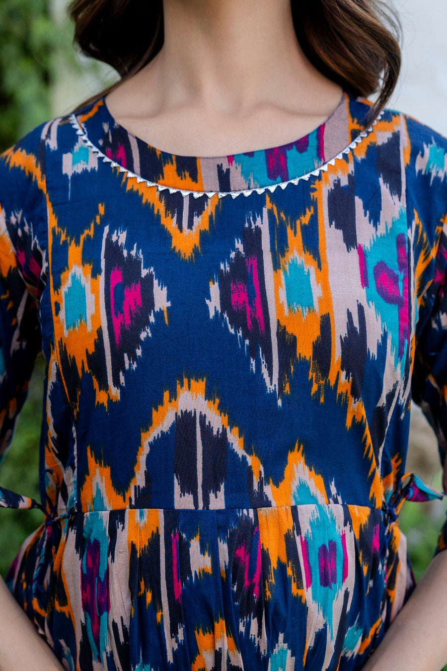 Sapphire Ikat Flared Maternity Gown — image 9