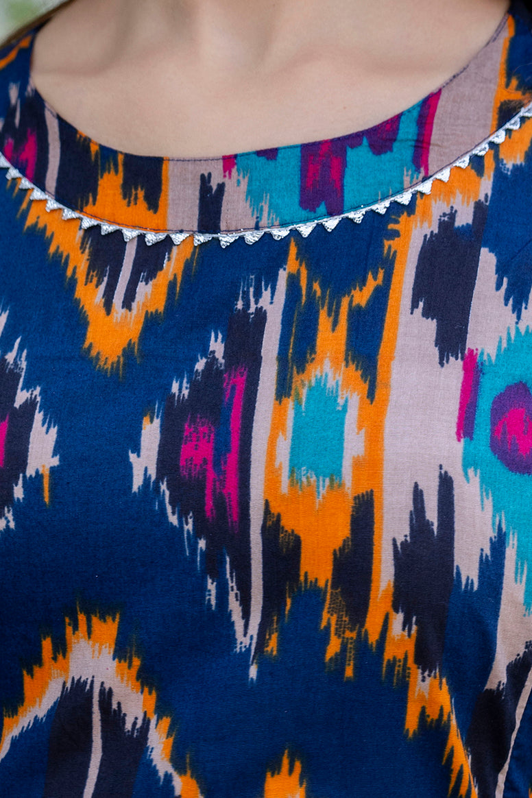 Sapphire Ikat Flared Maternity Gown — image 7