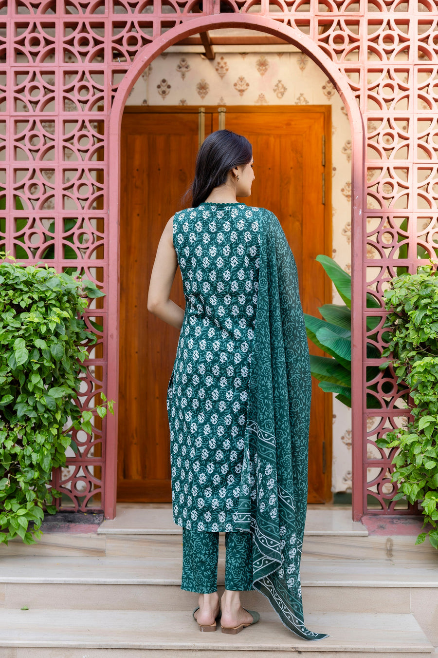 Emerald Garden Cotton Printed Kurta Set with Dupatta — image 4