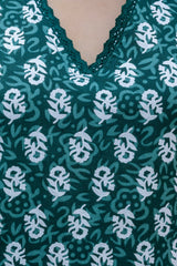 Emerald Garden Cotton Printed Kurta Set with Dupatta - Me&My