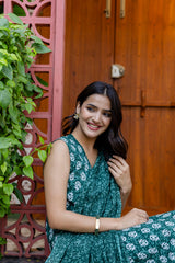 Emerald Garden Cotton Printed Kurta Set with Dupatta - Me&My