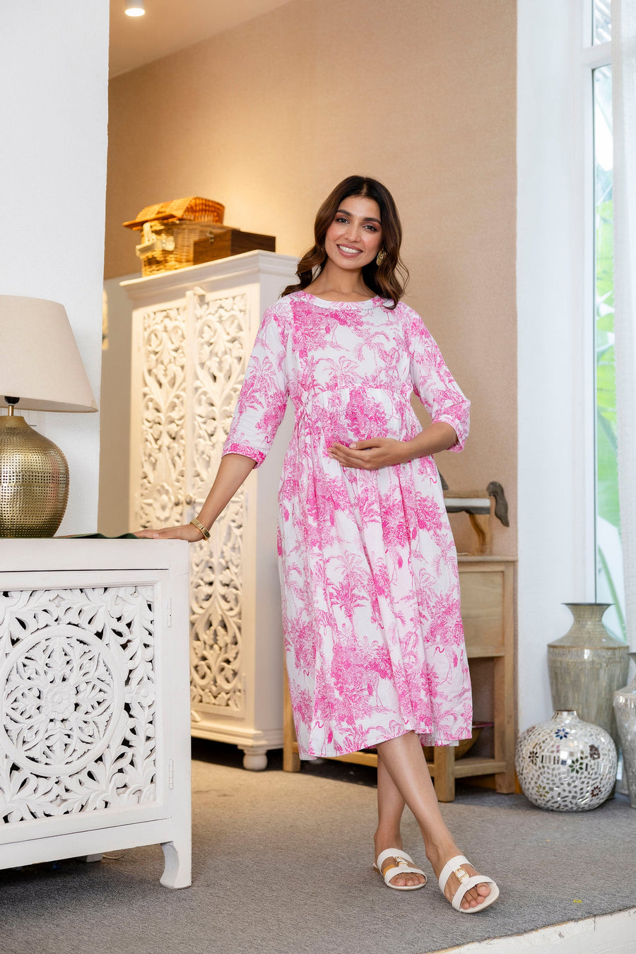 French Toile Flared Maternity Gown — image 7