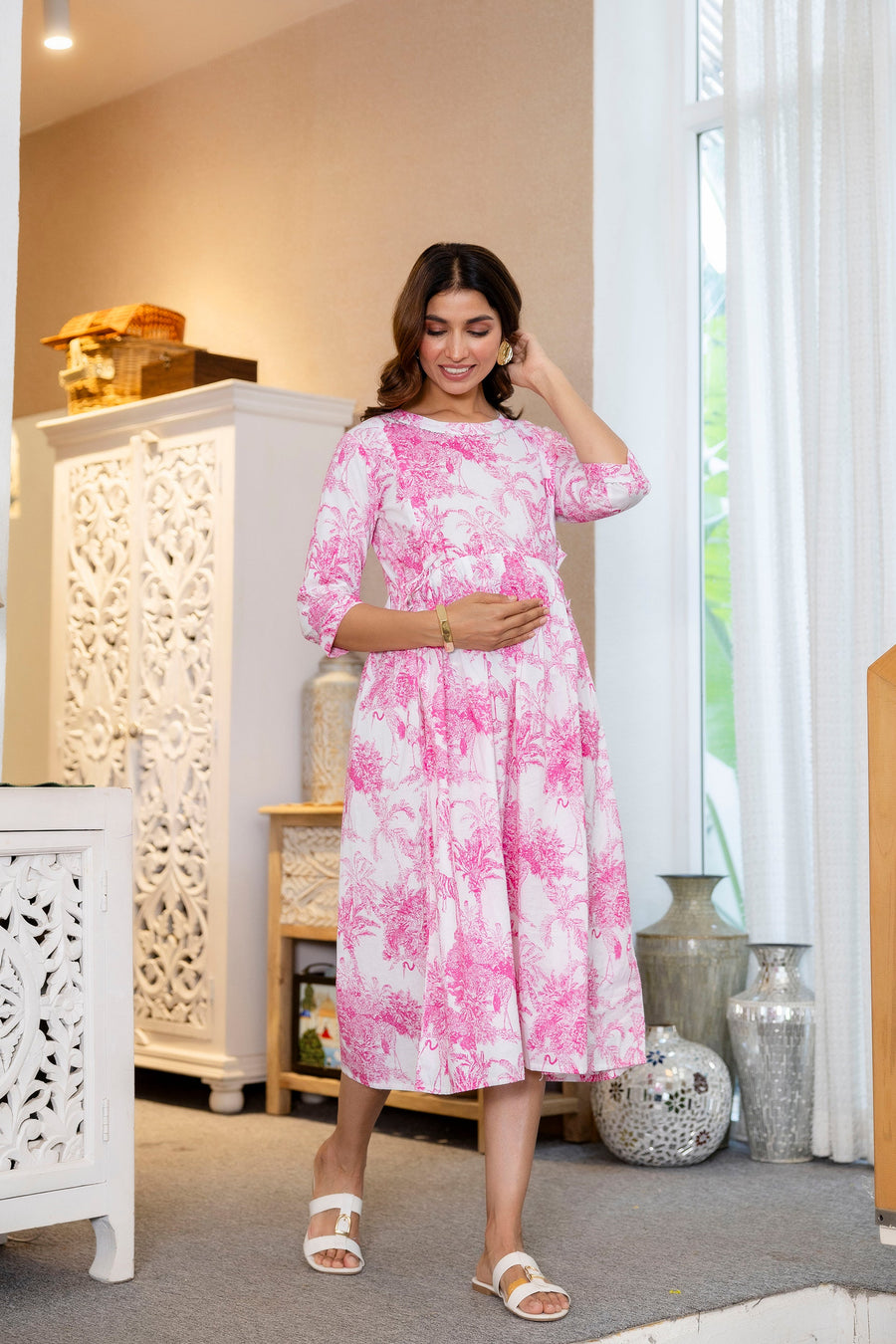French Toile Flared Maternity Gown — image 10