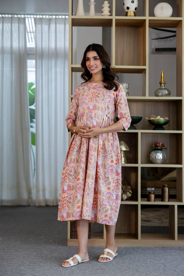 Rosewood Whisper Flared Maternity Gown