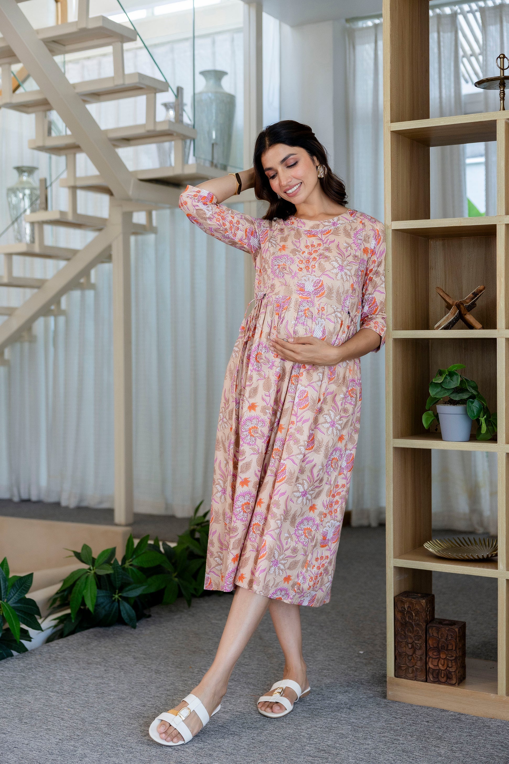 Rosewood Whisper Flared Maternity Gown - Me&My