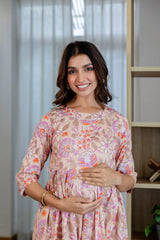 Rosewood Whisper Flared Maternity Gown - Me&My