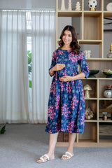 Coral Reef Flared Maternity Gown - Me&My