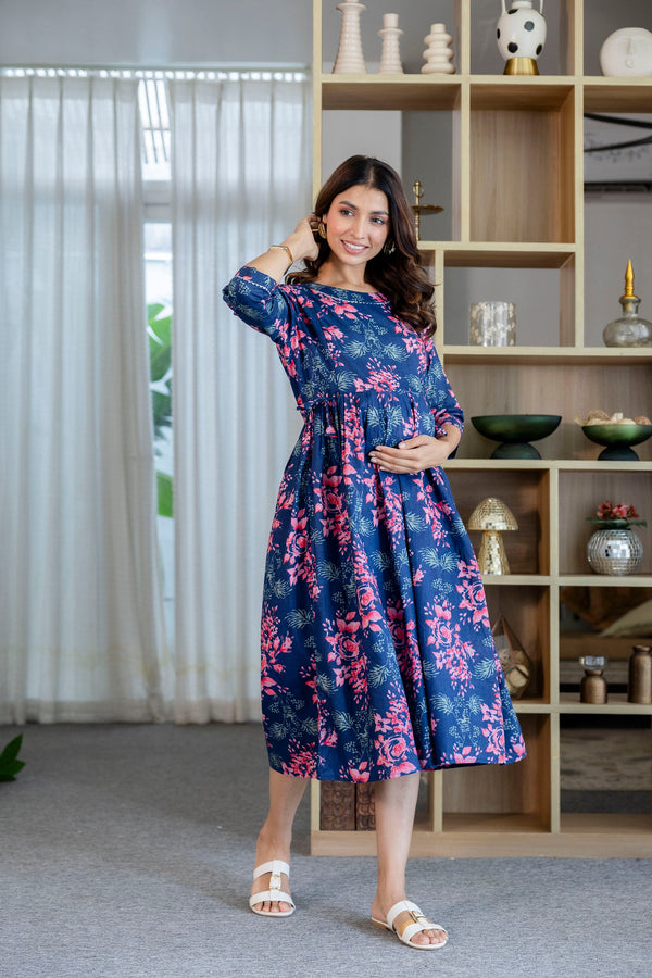 Coral Reef Flared Maternity Gown