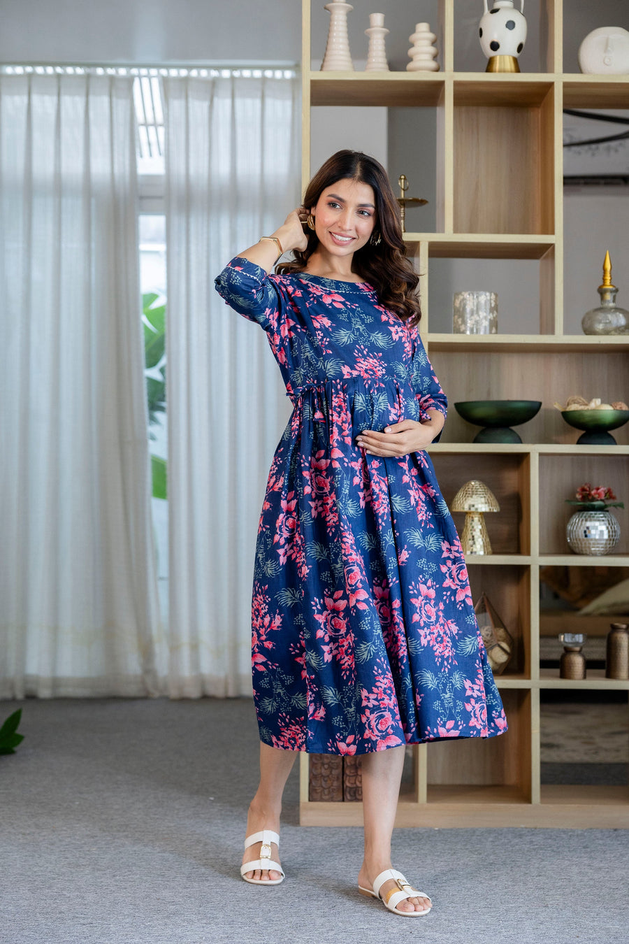 Coral Reef Flared Maternity Gown — image 2