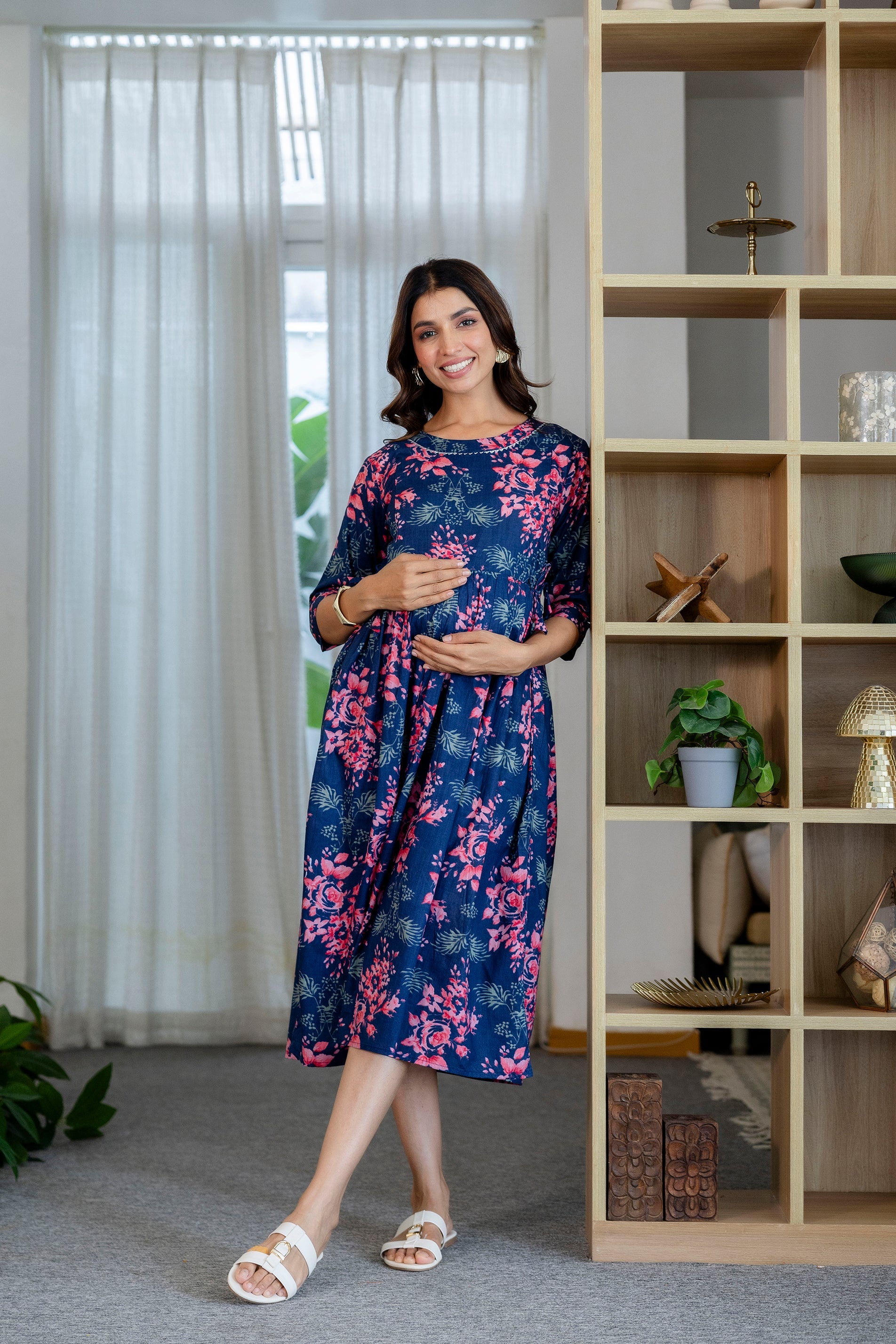Coral Reef Flared Maternity Gown - Me&My