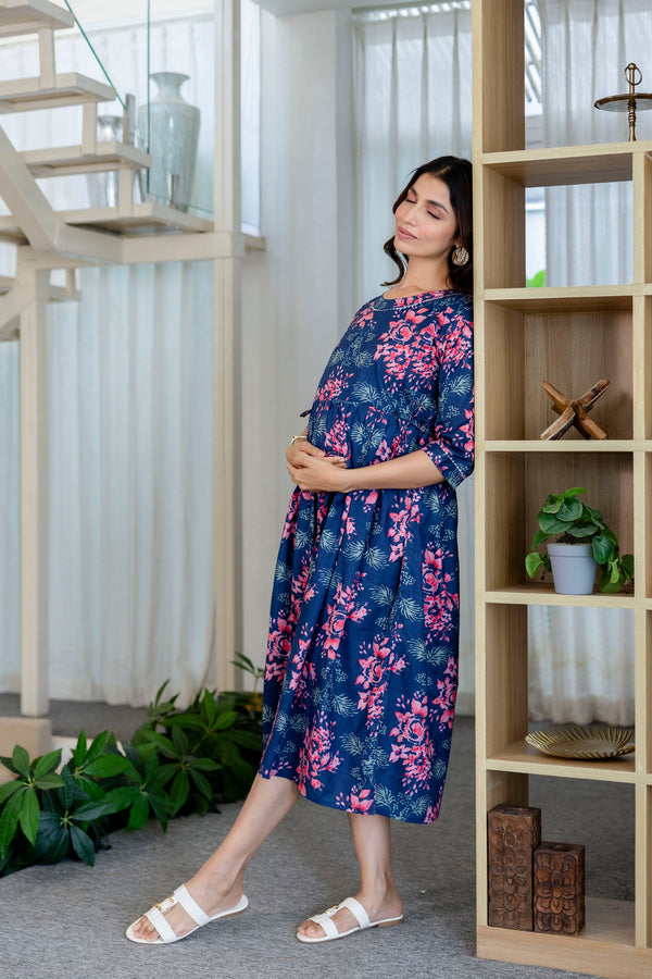 Coral Reef Flared Maternity Gown
